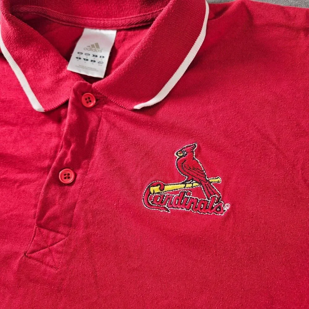 St. Louis Cardinals Adidas Polo Shirt Mens M Red Short Sleeve Climalite Golf Y2K